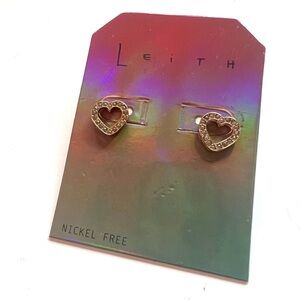 Nordstrom Leif Gold Heart post stud Earrings crystal sparkle net